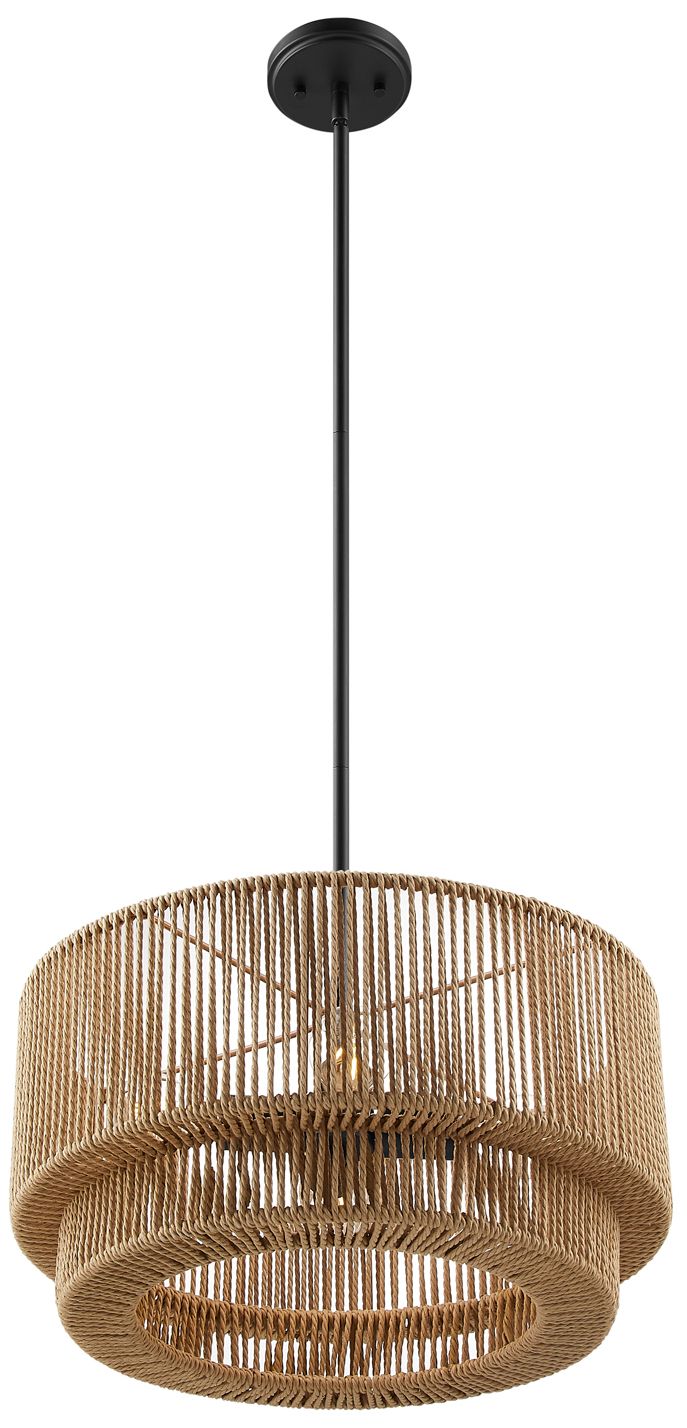 Thumbnail3 of Eco Milos 18" Wide 4-Light Matte Black, Natural Pendant more views