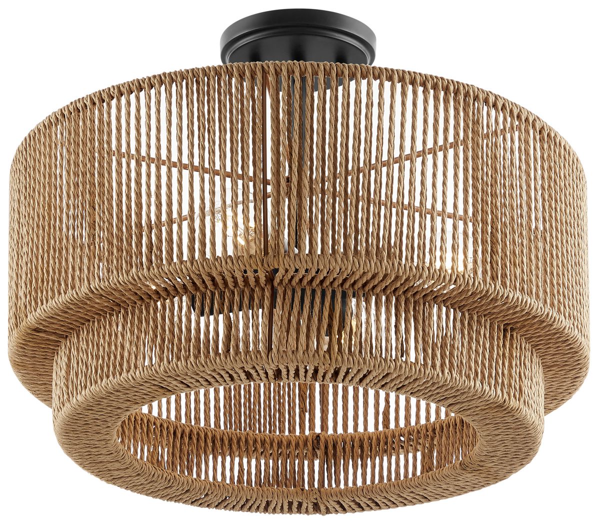 Image 3 Eco Milos 18" Wide 4-Light Matte Black, Natural Semi-Flush more views