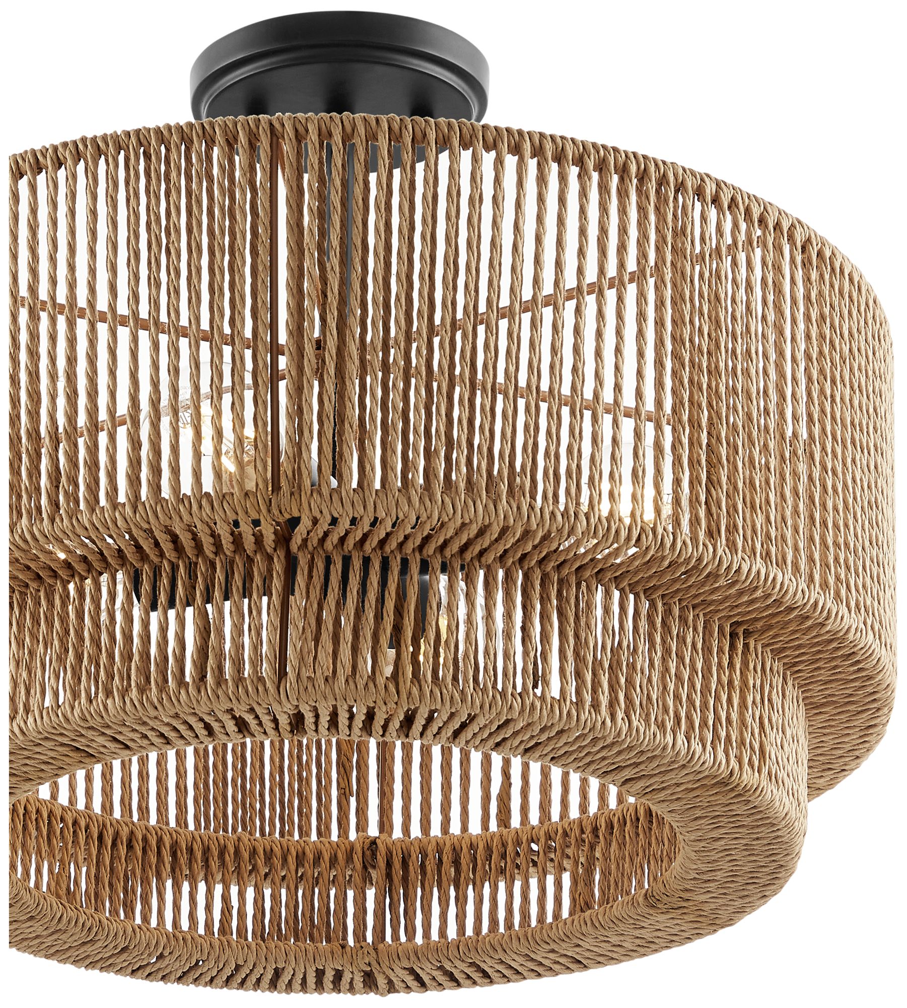 Image 4 Eco Milos 18" Wide 4-Light Matte Black, Natural Semi-Flush more views