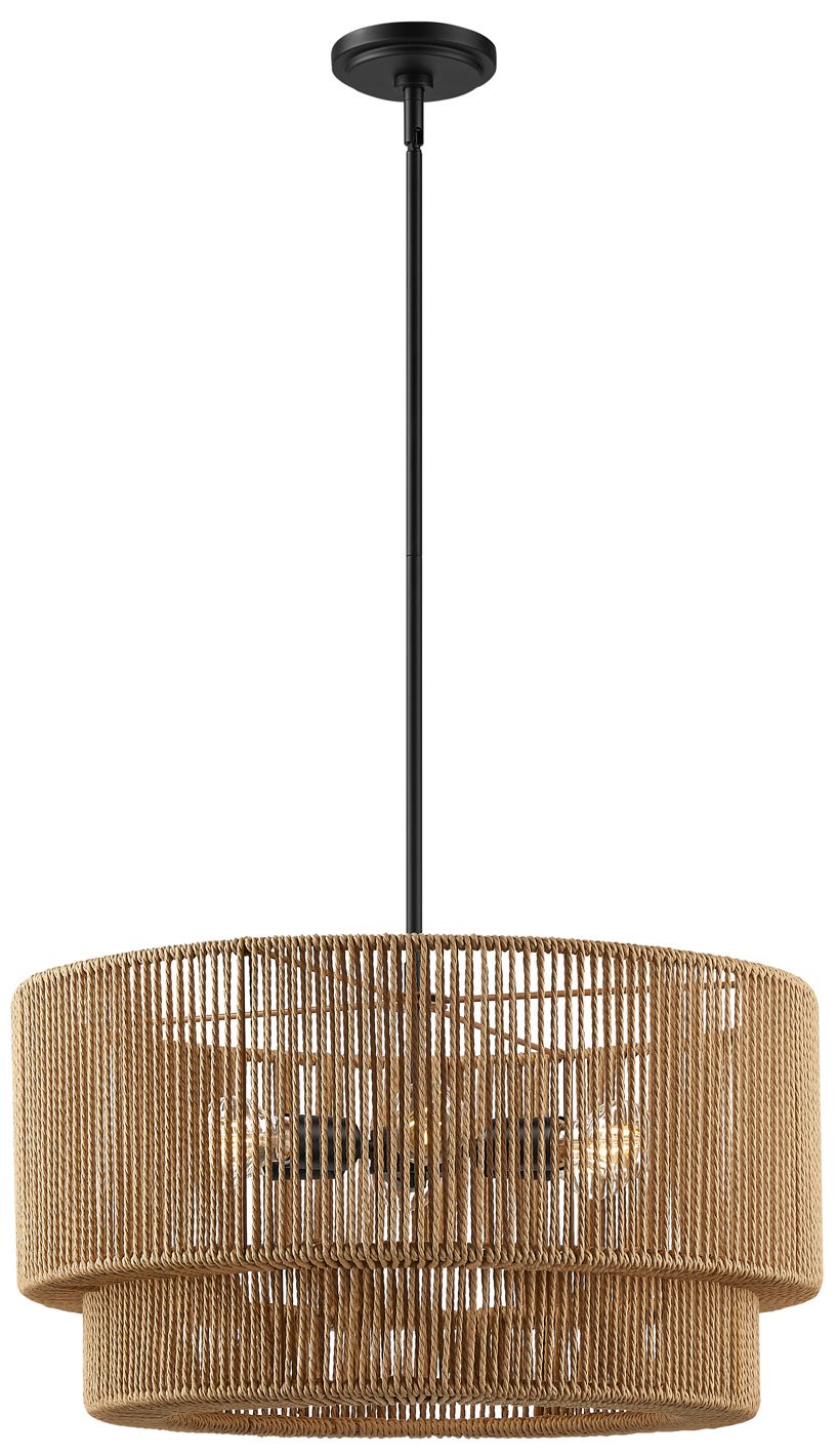 Image 3 Eco Milos 24" Wide 6-Light Matte Black, Natural Pendant more views