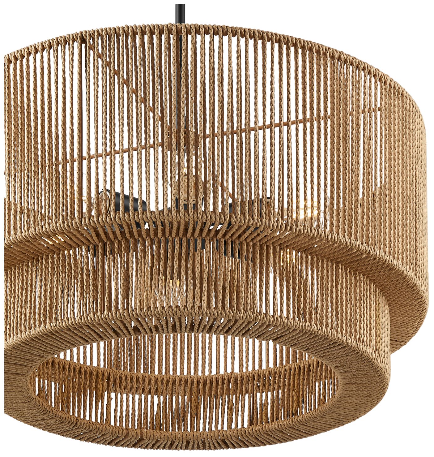 Image 4 Eco Milos 24" Wide 6-Light Matte Black, Natural Pendant more views