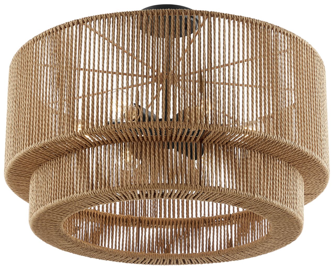 Image 3 Eco Milos 24" Wide 6-Light Matte Black, Natural Semi-Flush more views