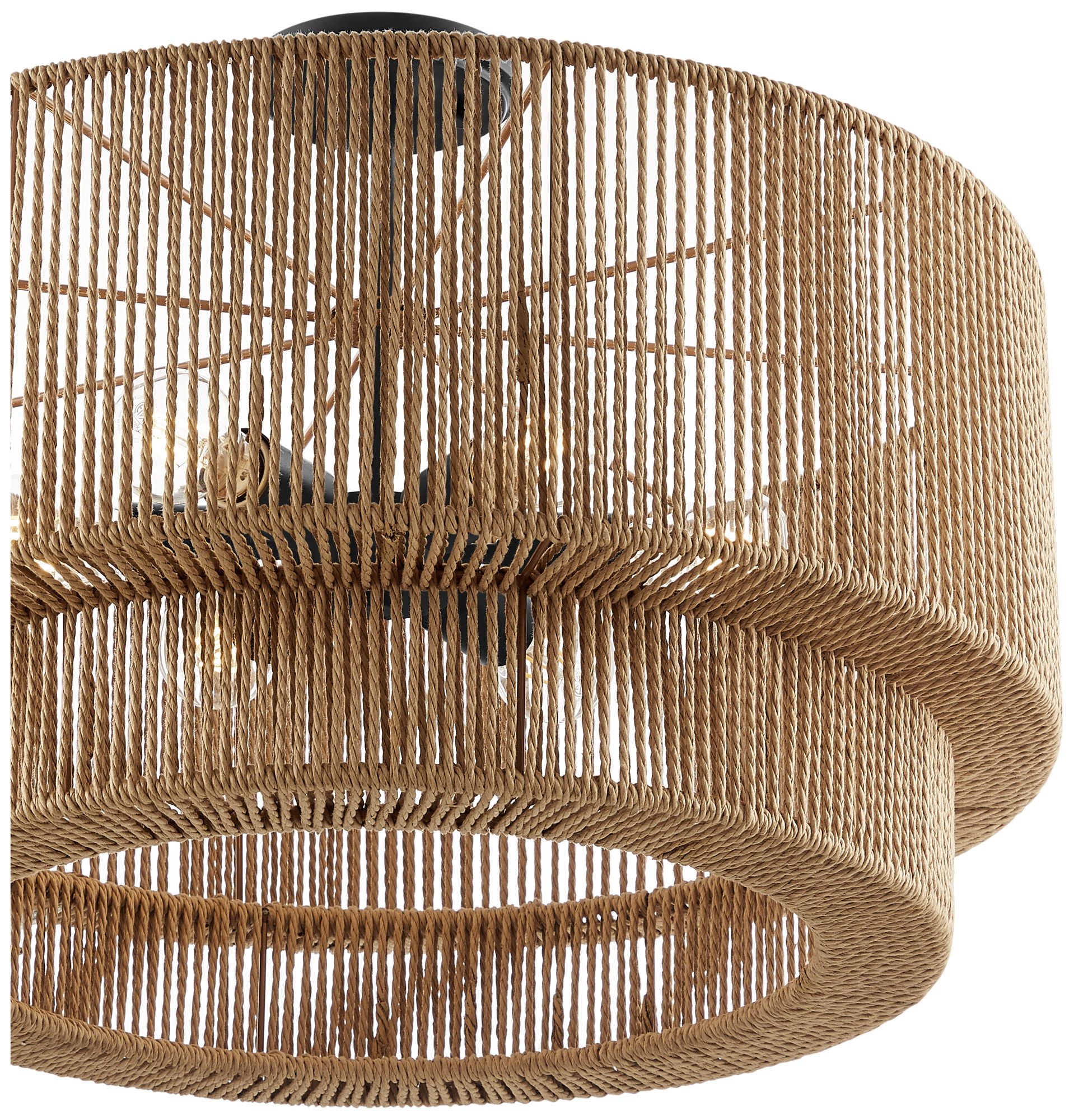 Image 4 Eco Milos 24" Wide 6-Light Matte Black, Natural Semi-Flush more views