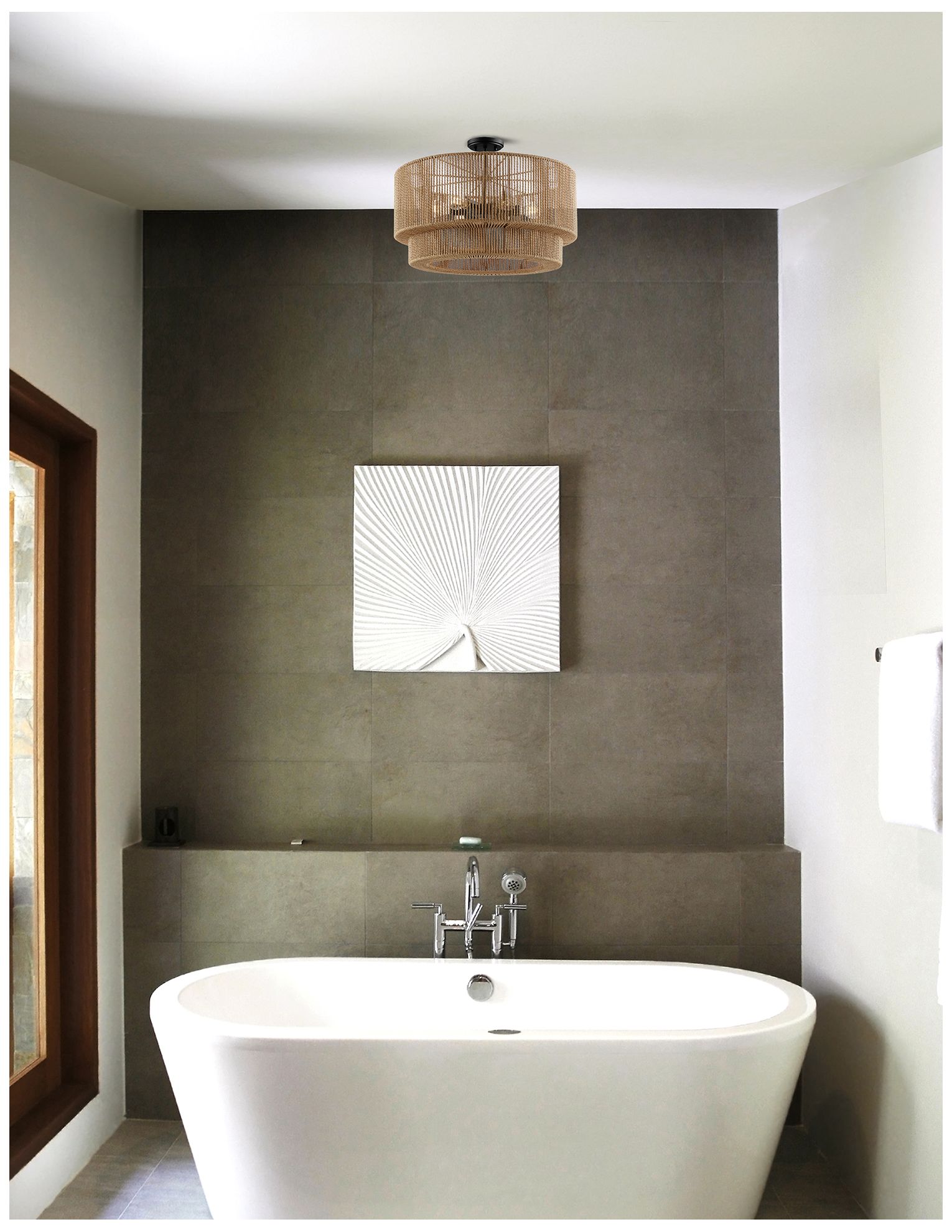 Image 6 Eco Milos 24" Wide 6-Light Matte Black, Natural Semi-Flush more views