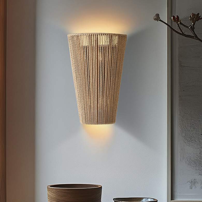 Image 1 Eco Nido 15" High 2 Light Natural Rope ADA Wall Sconce