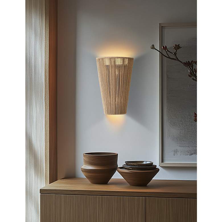 Image 5 Eco Nido 15" High 2 Light Natural Rope ADA Wall Sconce more views