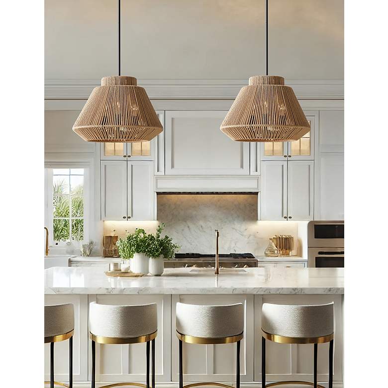 Image 6 Eco Nido 18" Wide 3 Light Natural Rope Pendant more views