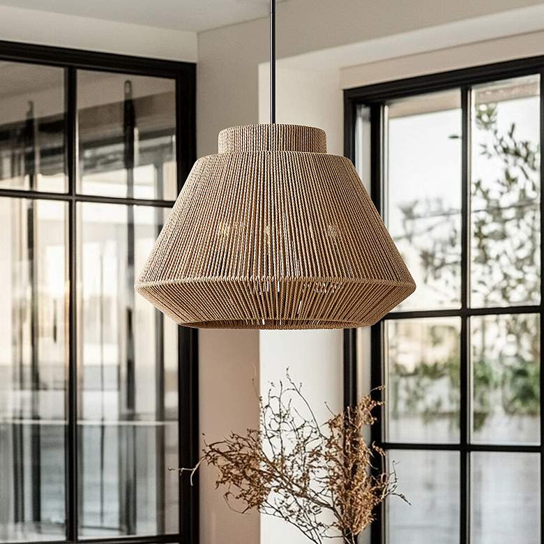 Image 1 Eco Nido 24" Wide 5 Light Natural Rope Pendant