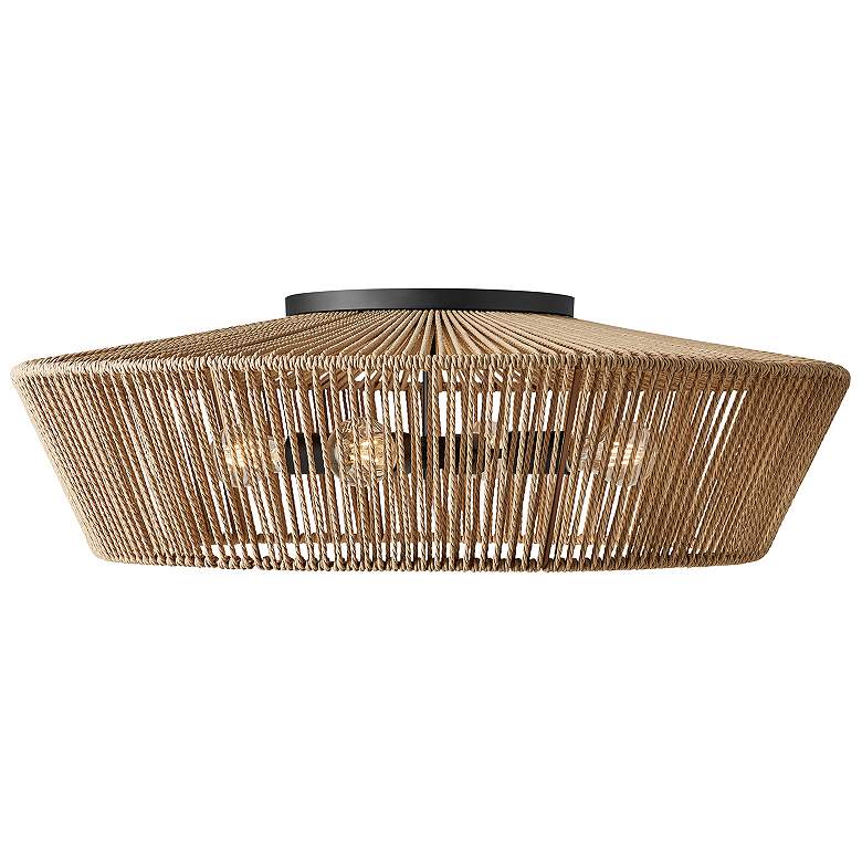 Image 2 Eco Nido 30" Wide 4 Light Natural Rope Semi-Flush