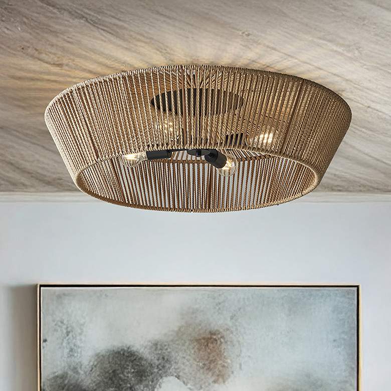 Image 1 Eco Nido 30" Wide 4 Light Natural Rope Semi-Flush