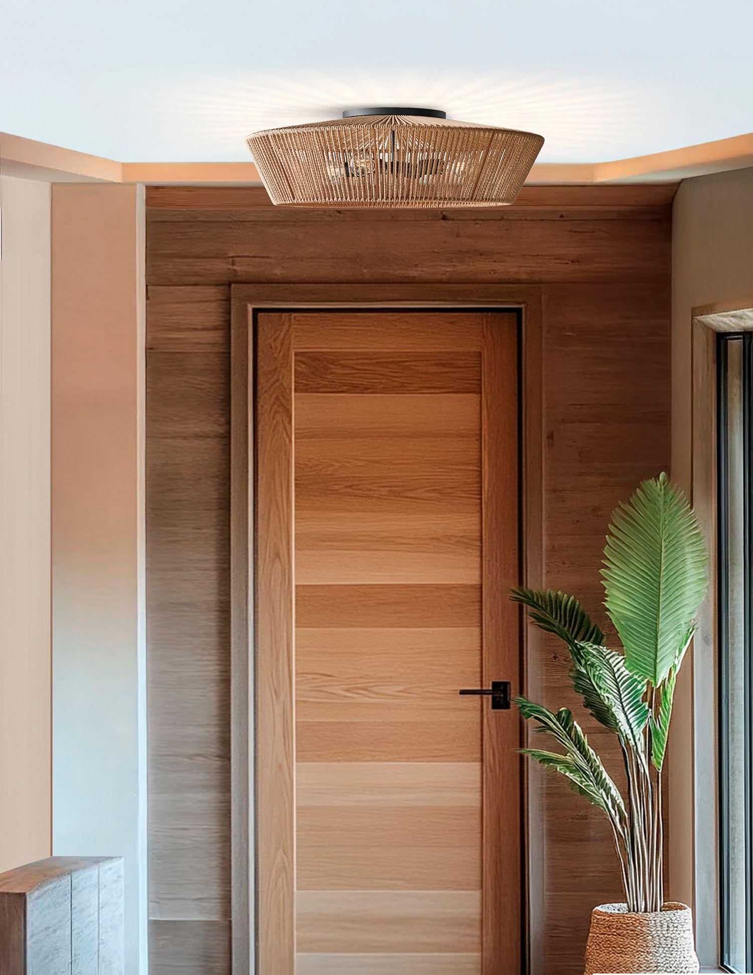 Eco Nido 30" Wide 4 Light Natural Rope Semi-Flush