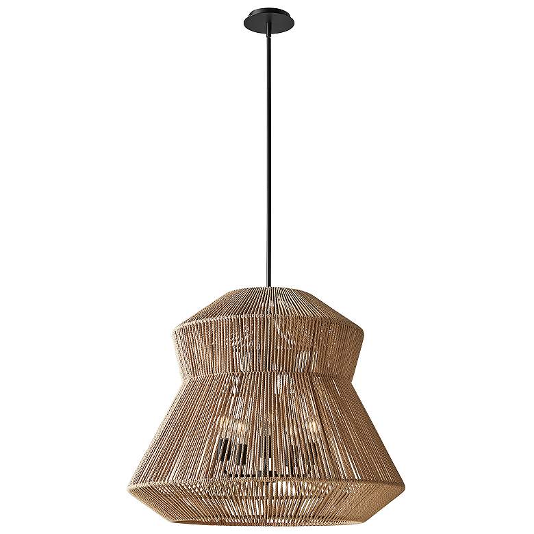 Image 2 Eco Nido 30" Wide 5 Light Tiered Trapezoid Natural Rope Pendant