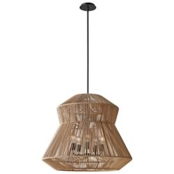 Eco Nido 30" Wide 5 Light Tiered Trapezoid Natural Rope Pendant