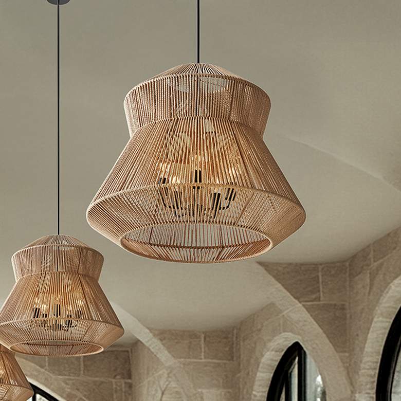 Image 1 Eco Nido 30" Wide 5 Light Tiered Trapezoid Natural Rope Pendant