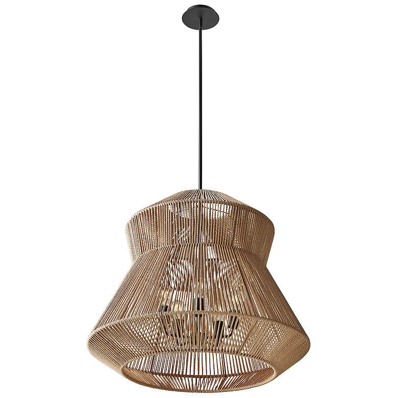 Image 4 Eco Nido 30" Wide 5 Light Tiered Trapezoid Natural Rope Pendant more views