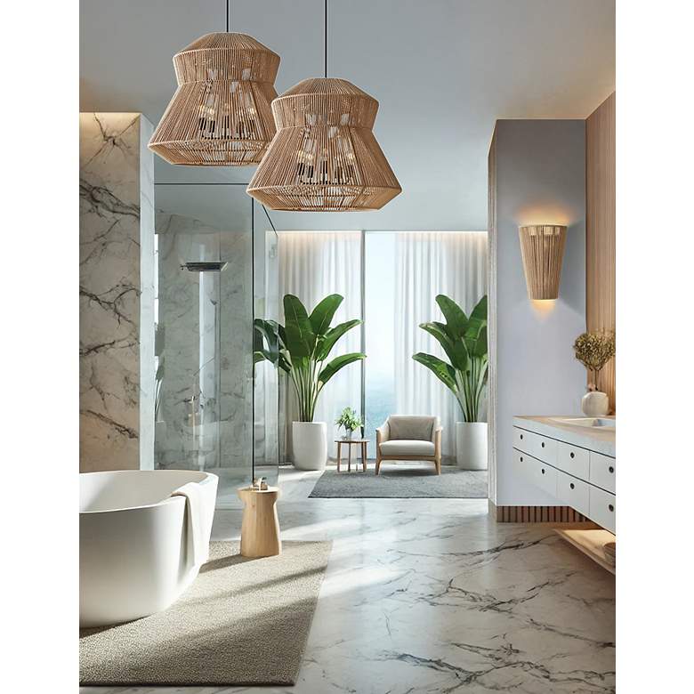 Image 6 Eco Nido 30" Wide 5 Light Tiered Trapezoid Natural Rope Pendant more views