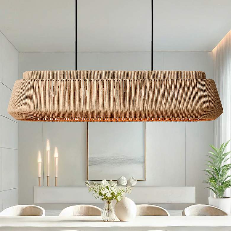 Image 1 Eco Nido 54" Wide Natural Rope Linear Pendant