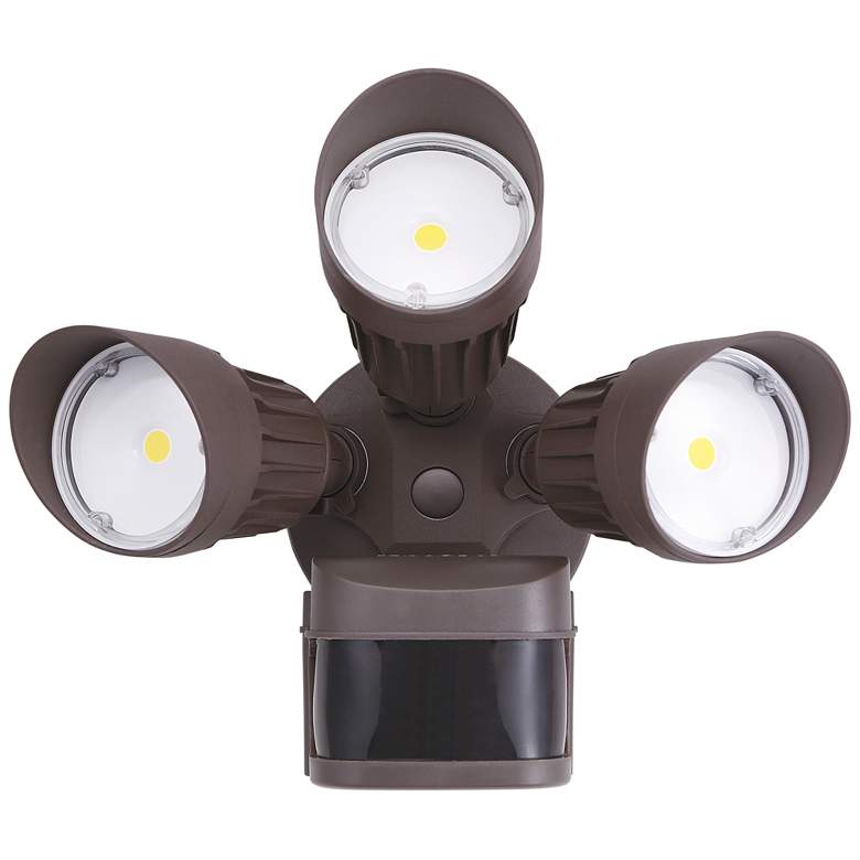 Image 1 Eco-Star Bronze Triple Head LED Motion Sensor Security Light