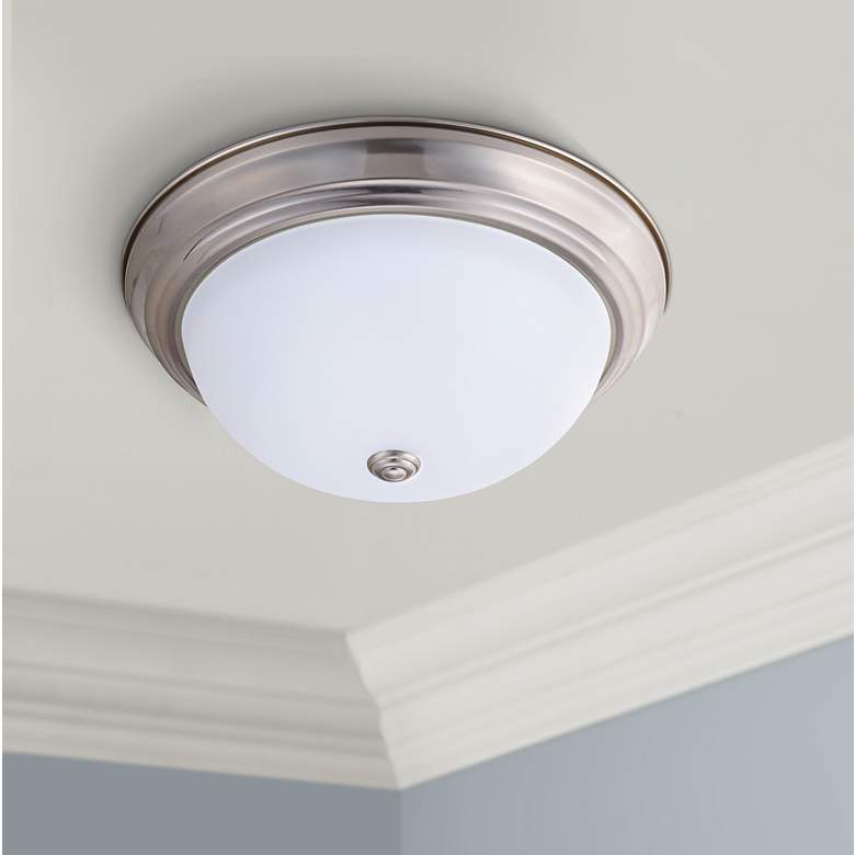 Image 1 Eco-Star Stepdown 15 1/4"W Satin Nickel LED Ceiling Light