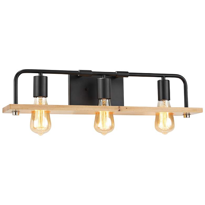 Image 1 Eco™ Loft 24"W Black and Natural 3-Light Bath Light