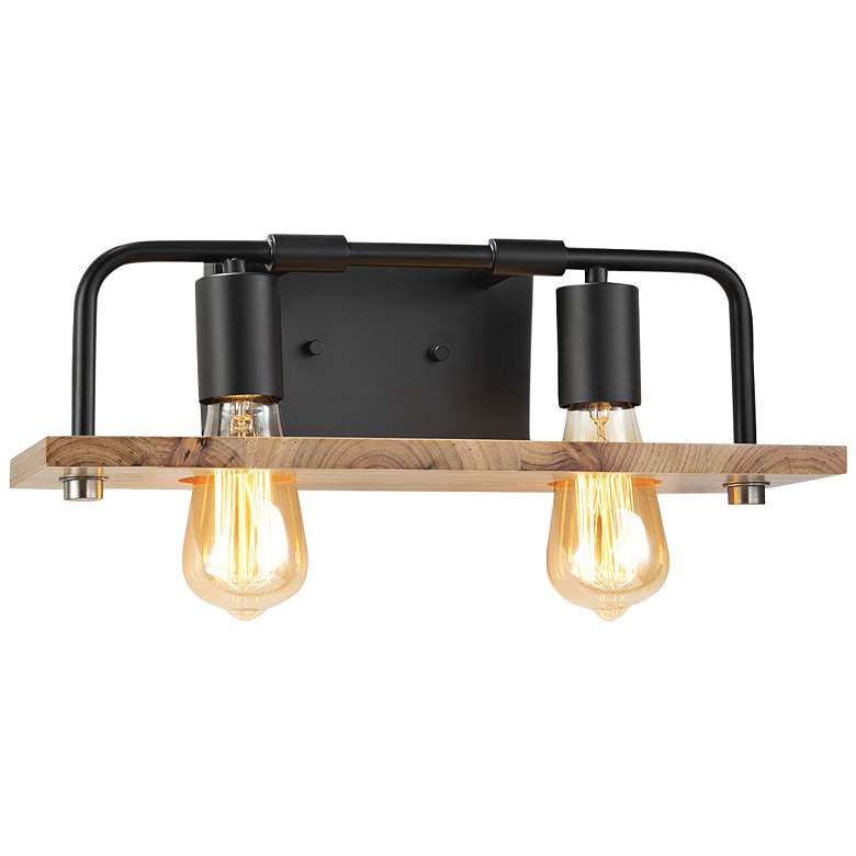 Image 1 Eco™ Loft 6"H Black and Natural 2-Light Wall Sconce