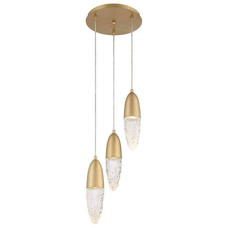 Image 1 Ecrou 12 1/4" Wide Satin Gold LED Multi-Light Pendant
