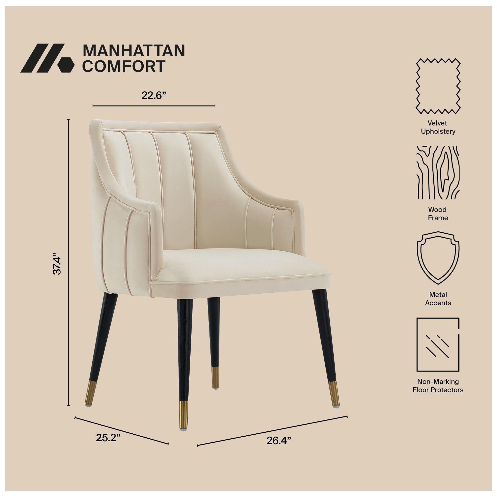 Image 5 Eda Modern  Wood Armchair in Cream more views