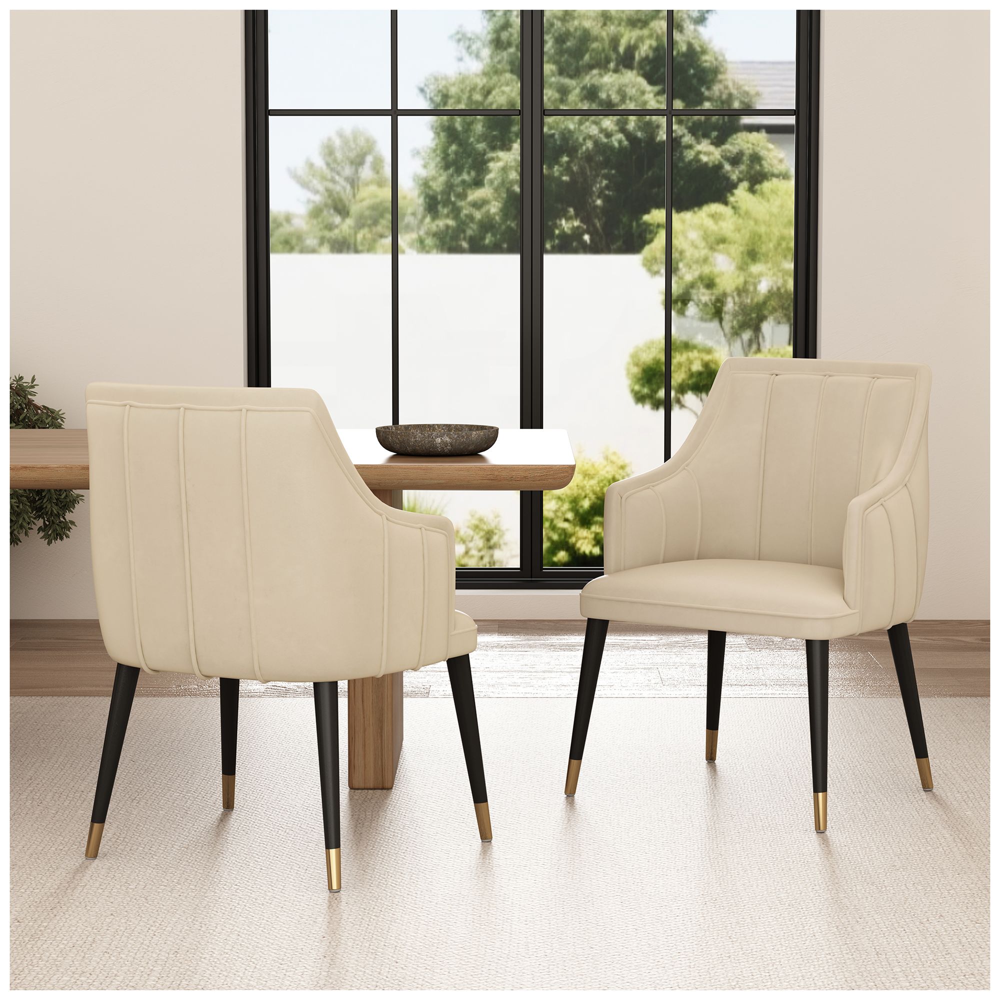 Eda Modern  Wood Armchair in Cream
