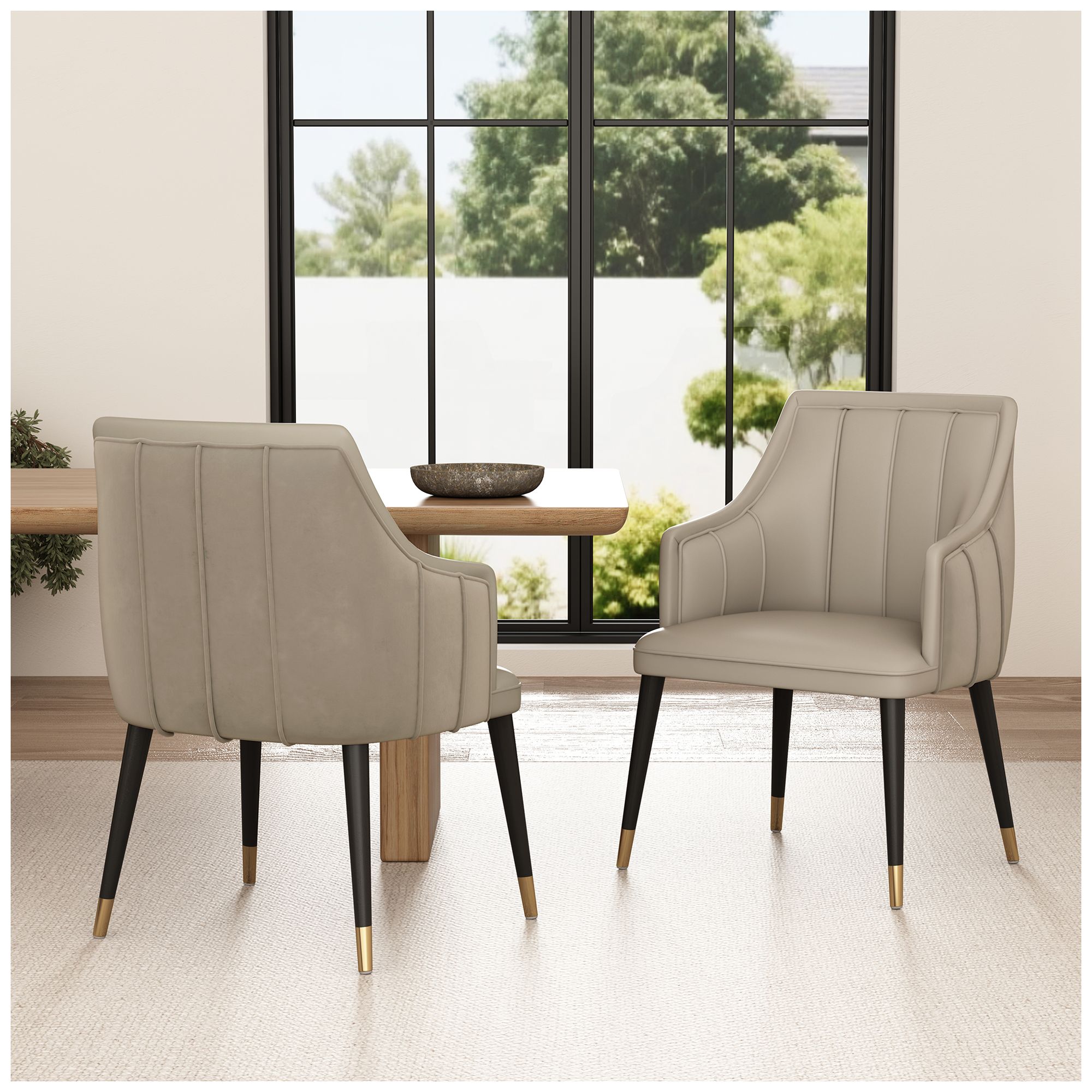 Eda Modern  Wood Armchair in Light Gray