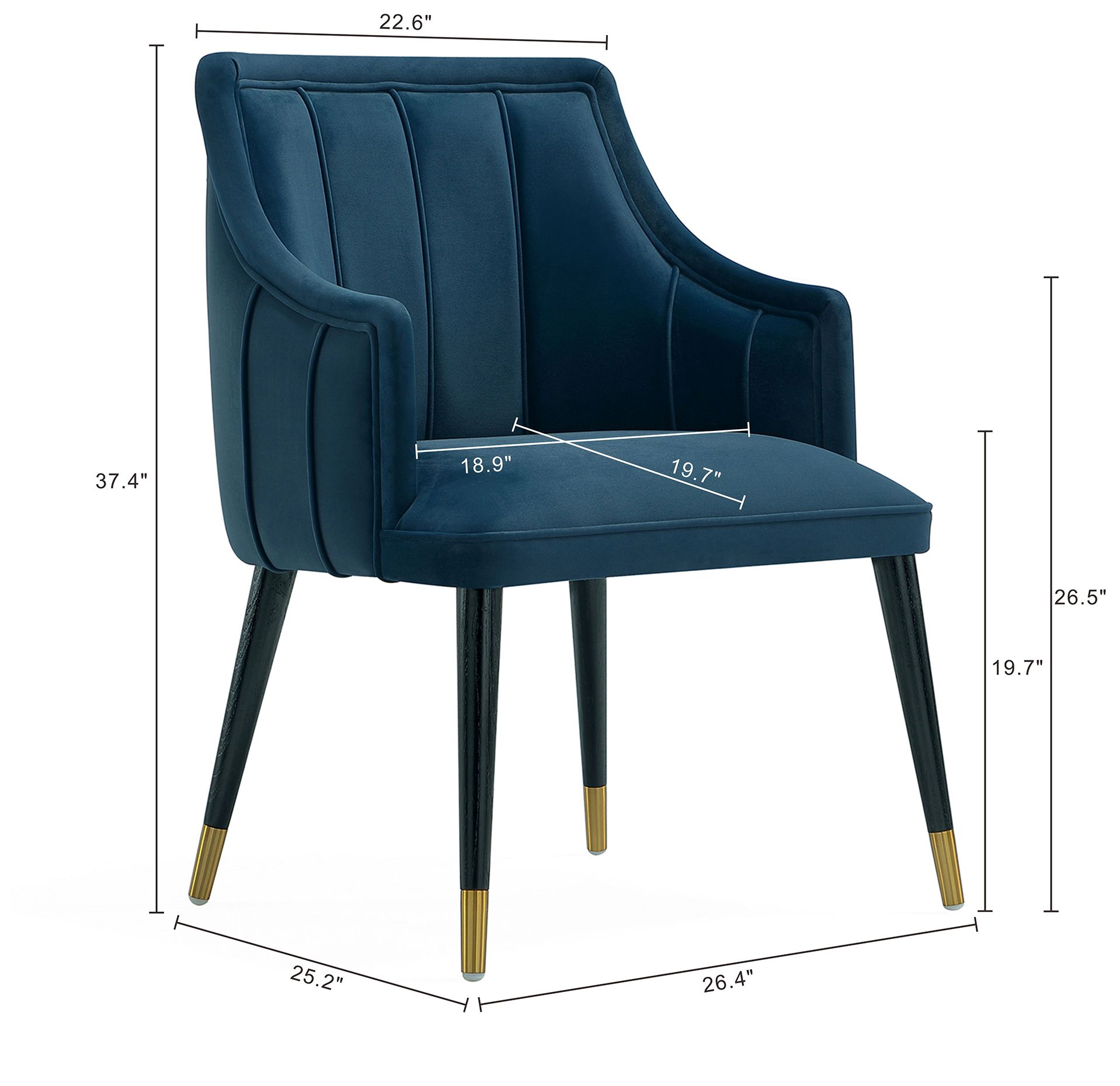 Image 4 Eda Modern  Wood Armchair in Midnight Blue more views