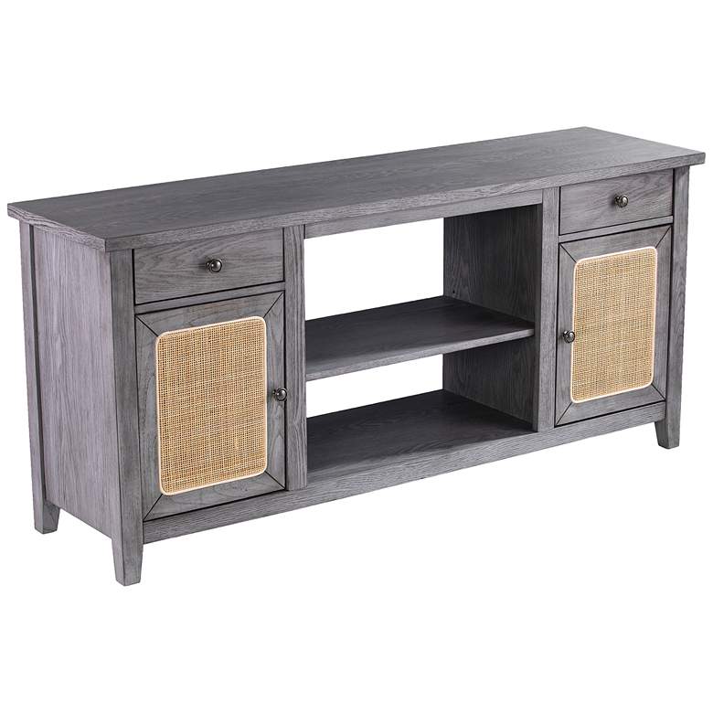 Image 2 Edderton 58" Wide Light Gray Wood 2-Door Media Console