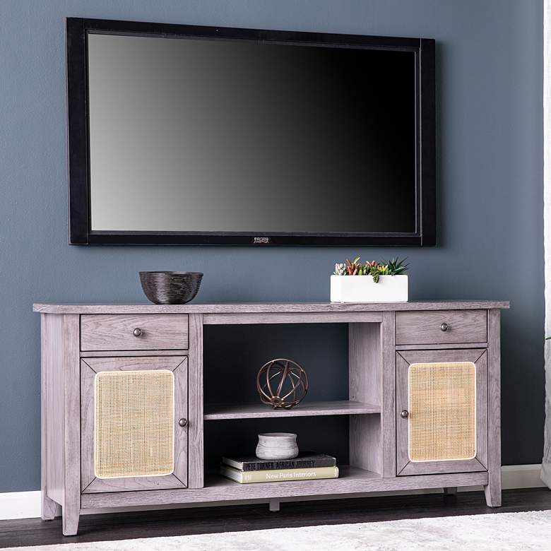 Image 1 Edderton 58" Wide Light Gray Wood 2-Door Media Console