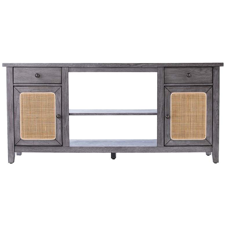 Image 4 Edderton 58 inch Wide Light Gray Wood 2-Door Media Console more views