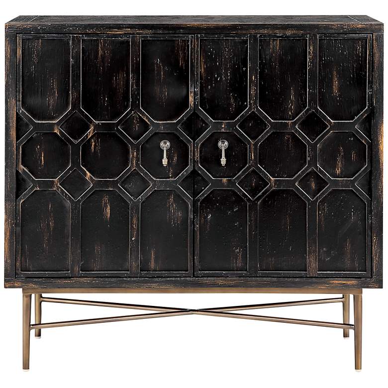 Image 2 Eddy 36" Wide Distressed Black 2-Door Accent Cabinet