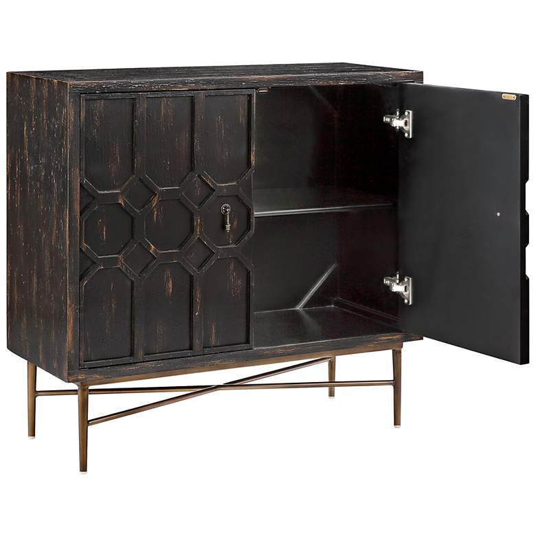 Image 4 Eddy 36" Wide Distressed Black 2-Door Accent Cabinet more views