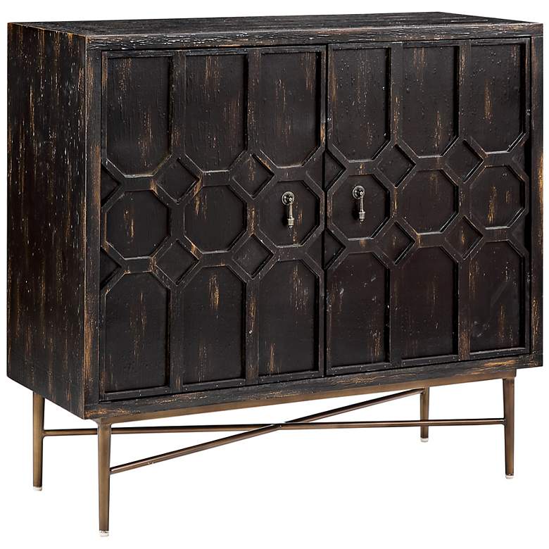 Image 5 Eddy 36" Wide Distressed Black 2-Door Accent Cabinet more views