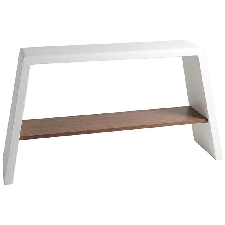 Image 1 Eddy 60 1/4 inch Wide Matte White Console Table with Walnut Wood Shelf