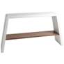 Eddy 60 1/4" Wide Matte White Console Table with Walnut Wood Shelf