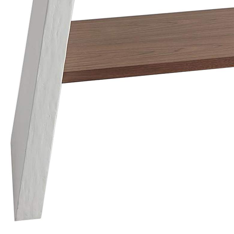 Image 3 Eddy 60 1/4" Wide Matte White Console Table with Walnut Wood Shelf more views