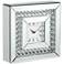 Eden 10" Square Glossy Silver and Crystal Table Clock