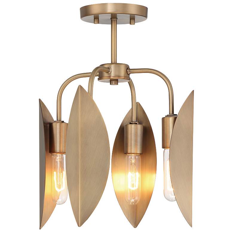 Image 1 Eden 12.25 in. 4-Light Old Satin Brass Modern Semi Flush Mount Light