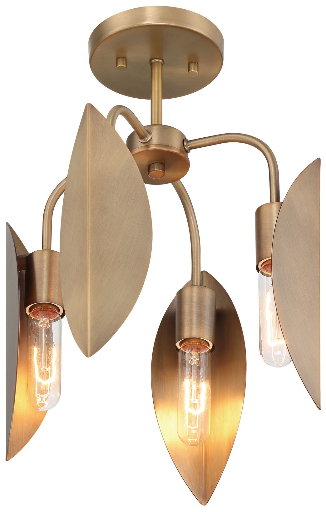 Image 5 Eden 12.25 in. 4-Light Old Satin Brass Modern Semi Flush Mount Light more views