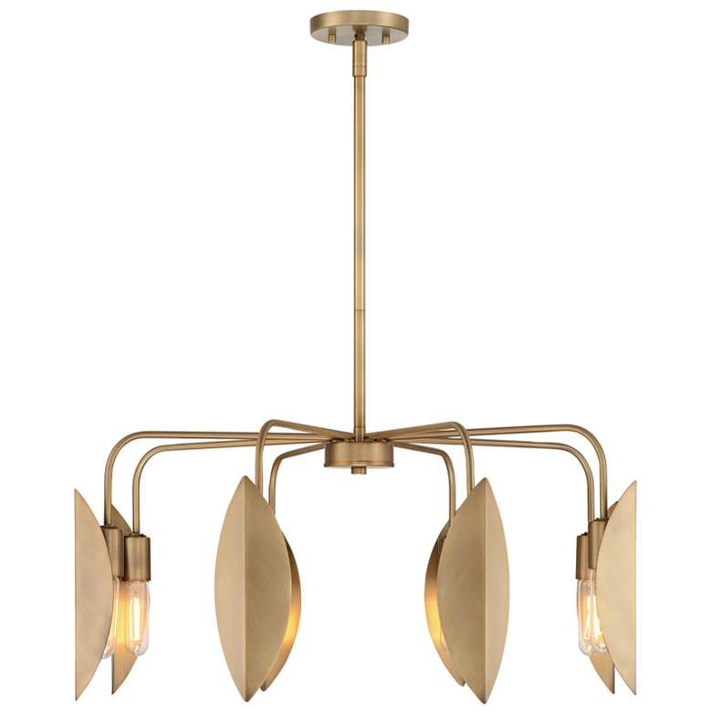Image 1 Eden 30 in. 8-Light Old Satin Brass Modern Chandelier with Metal Shades