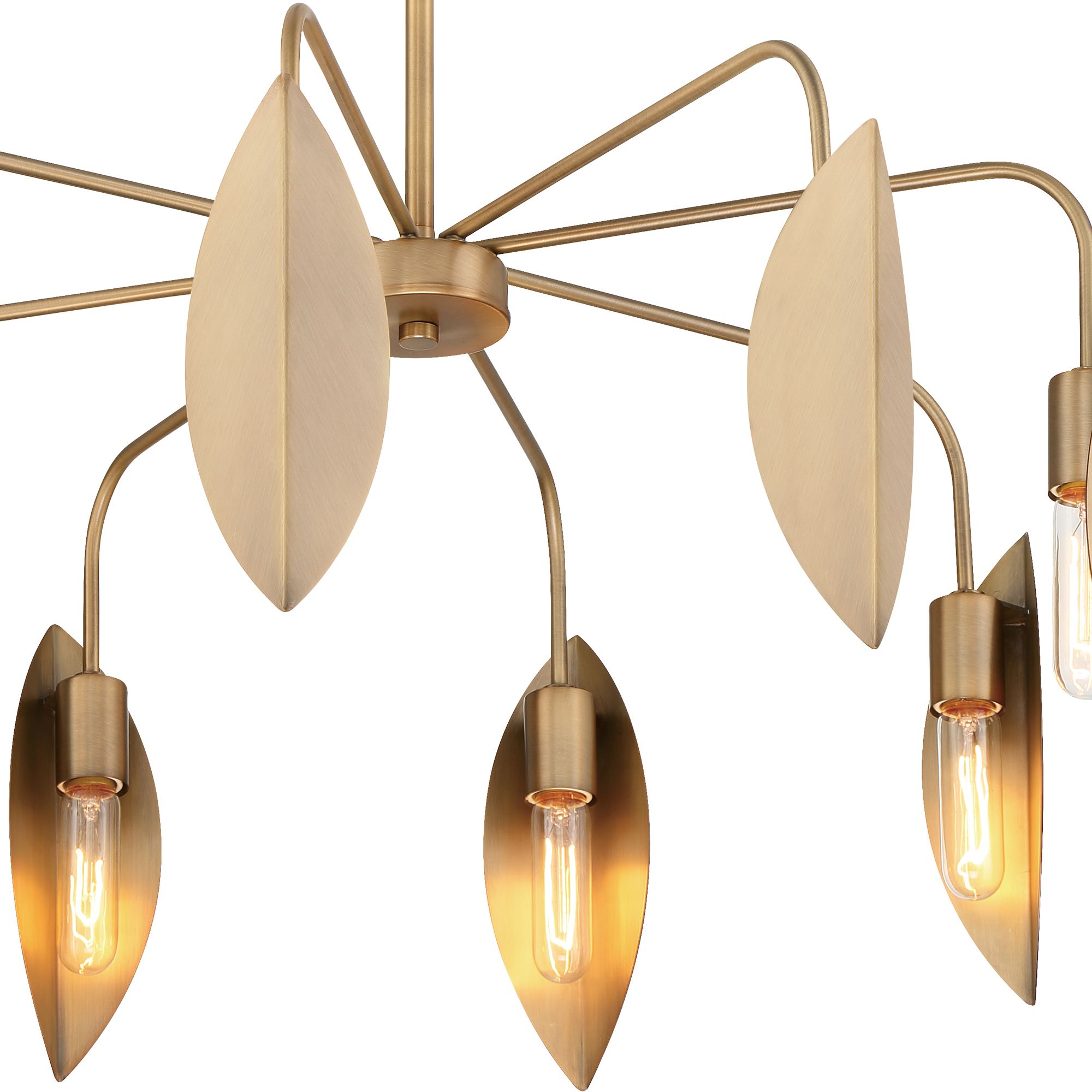 Image 3 Eden 30 in. 8-Light Old Satin Brass Modern Chandelier with Metal Shades more views