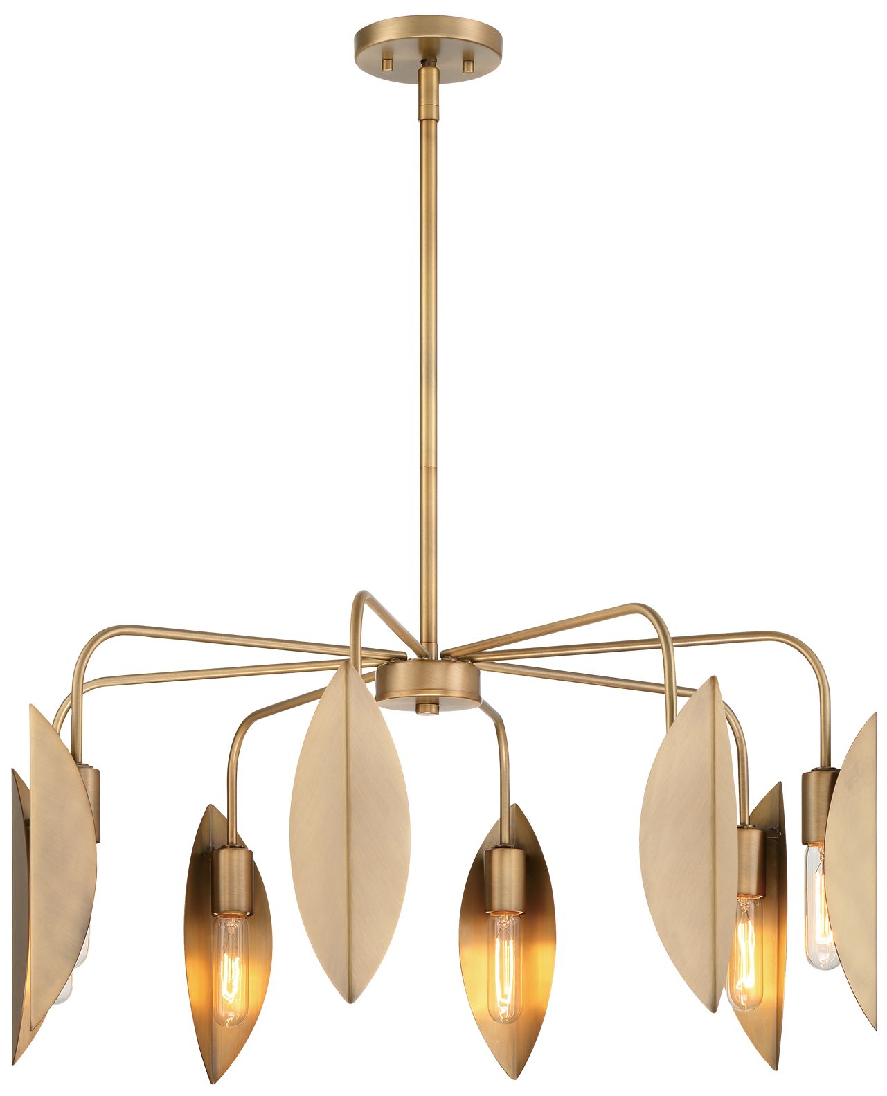 Image 5 Eden 30 in. 8-Light Old Satin Brass Modern Chandelier with Metal Shades more views
