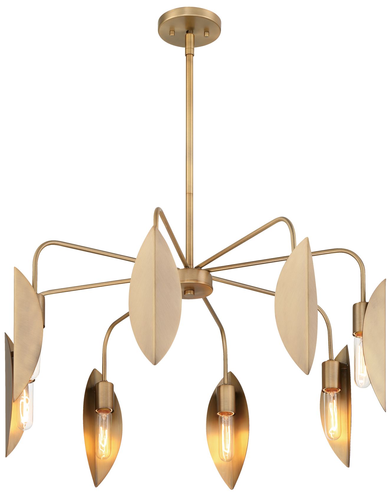 Image 6 Eden 30 in. 8-Light Old Satin Brass Modern Chandelier with Metal Shades more views