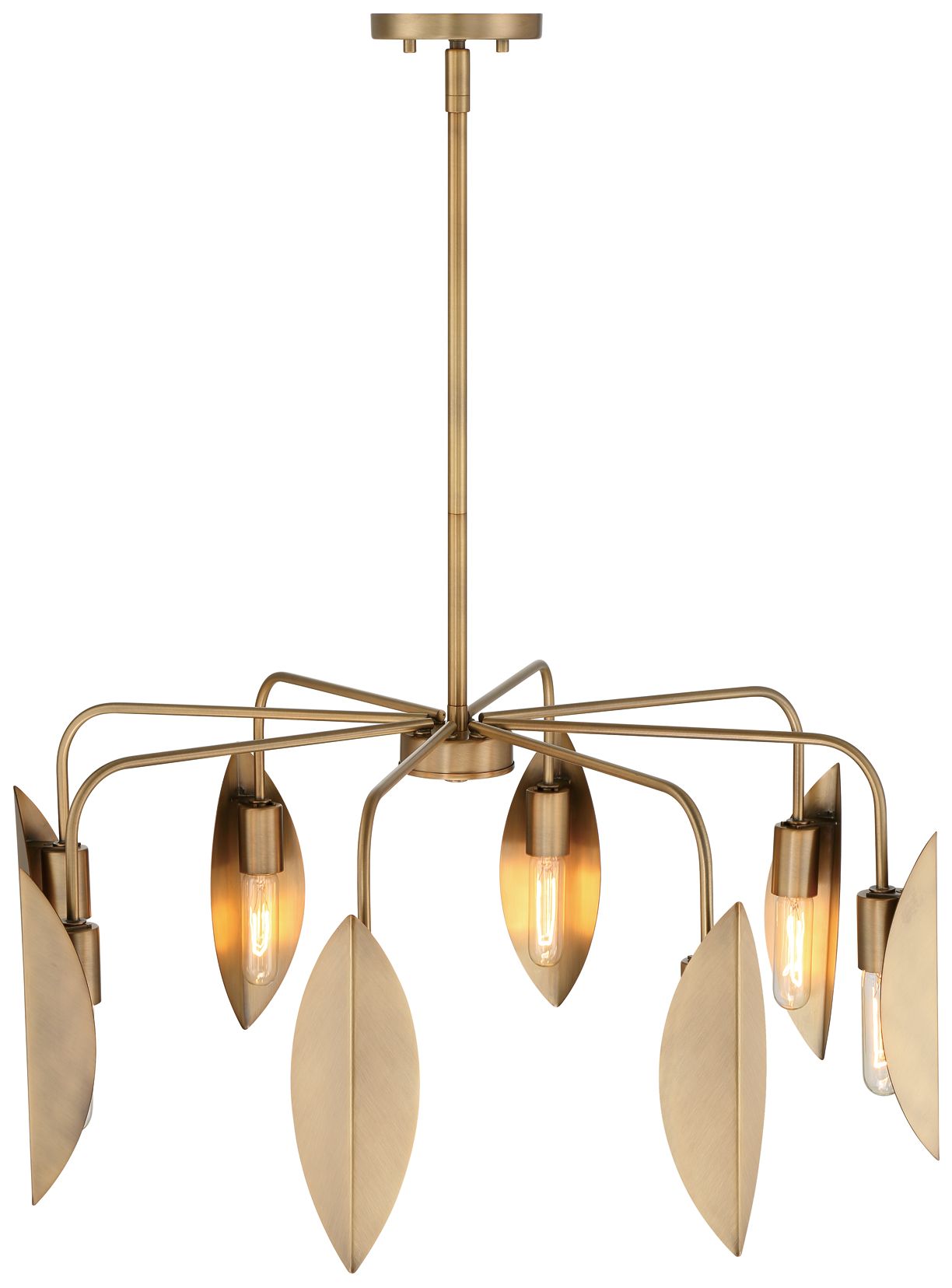 Image 7 Eden 30 in. 8-Light Old Satin Brass Modern Chandelier with Metal Shades more views