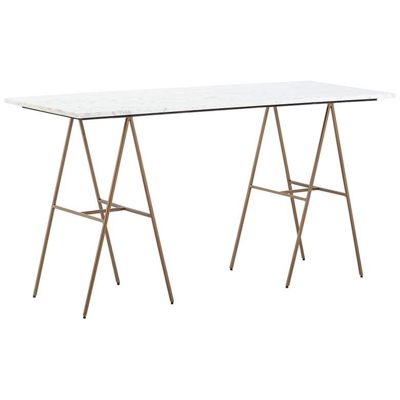 Image 1 Eden 60 inch Wide Iron and White Marble Desk