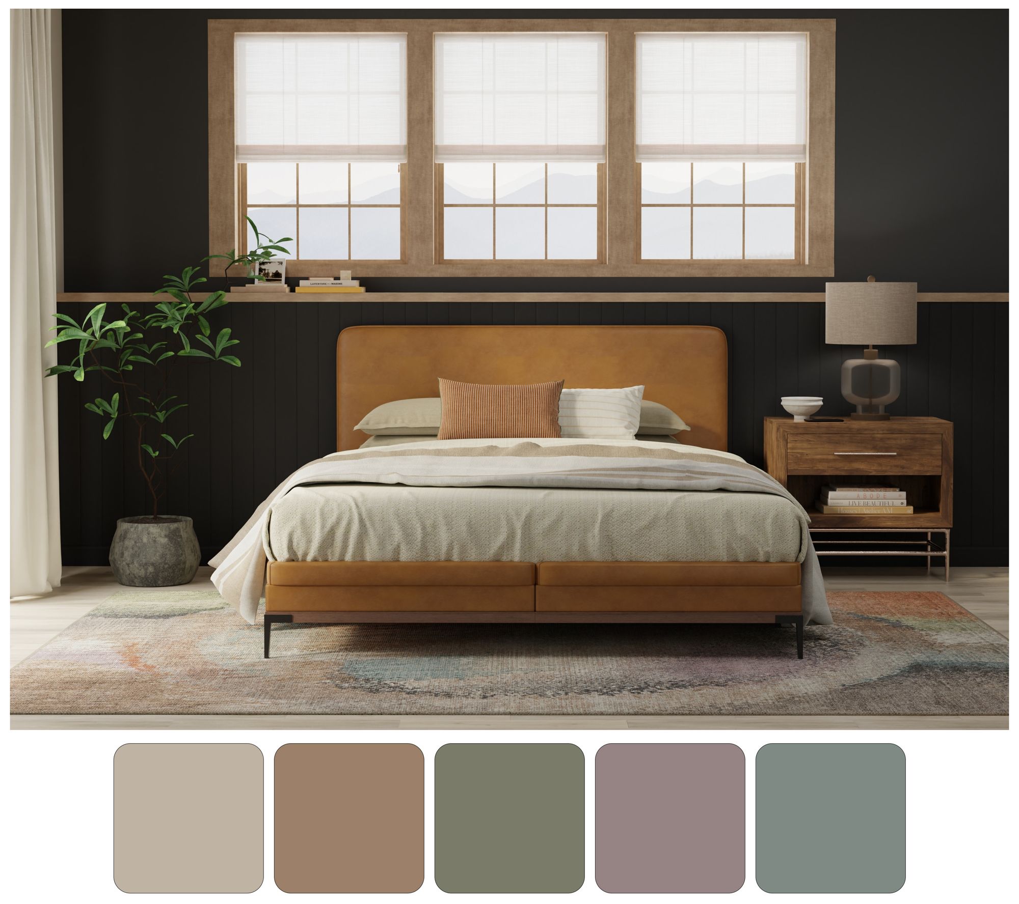 Image 5 Eden Abstract Indoor Brown Area Rug 39QTF 6'-4" x 9'-2" more views