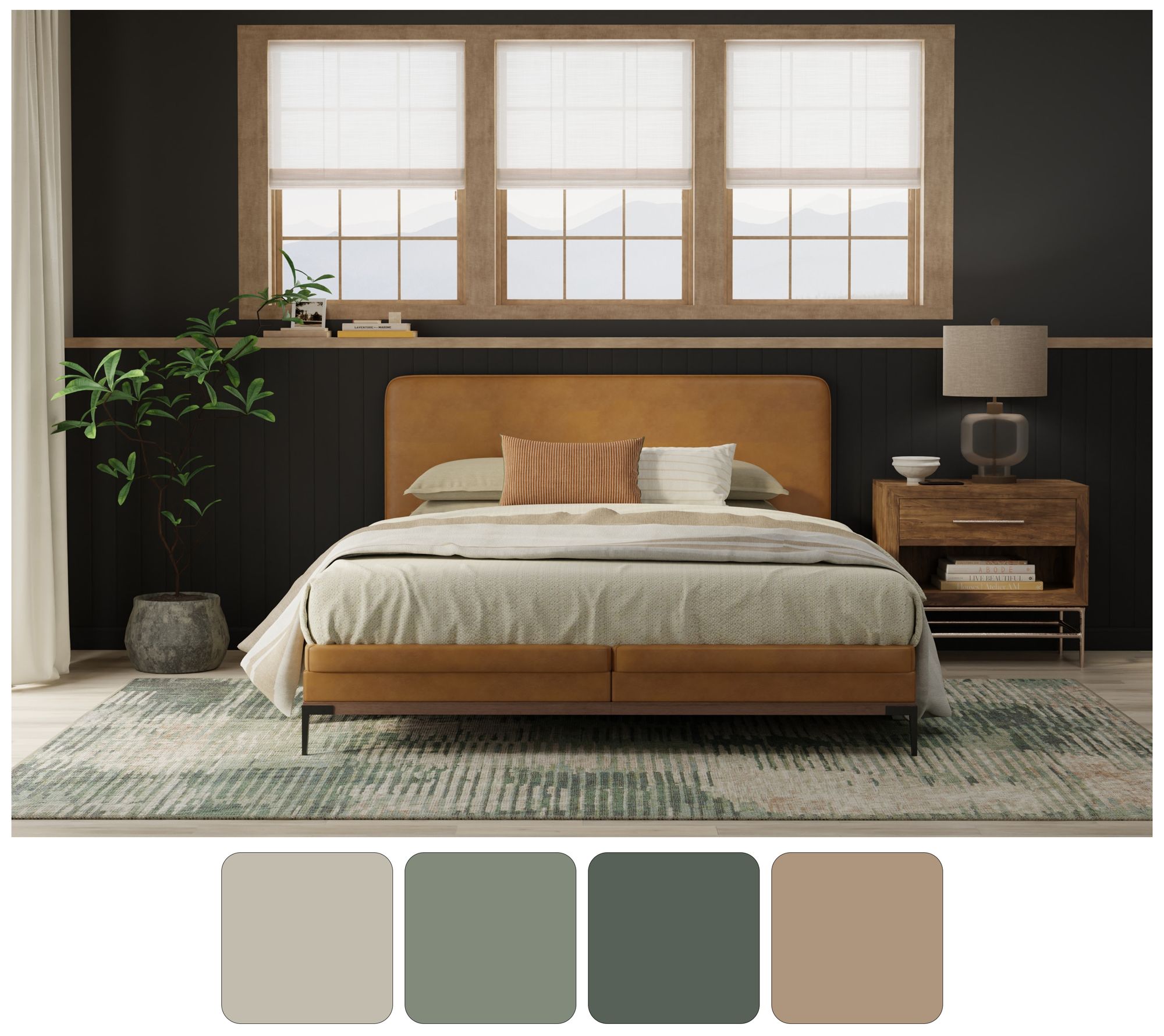 Image 5 Eden Abstract Indoor Green Area Rug 39QYF 6'-4" x 9'-2" more views